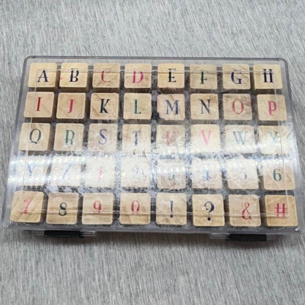 Rubber Wood Stamp Set‎ Alphabet Numbers Symbols Crafting Set of 40
